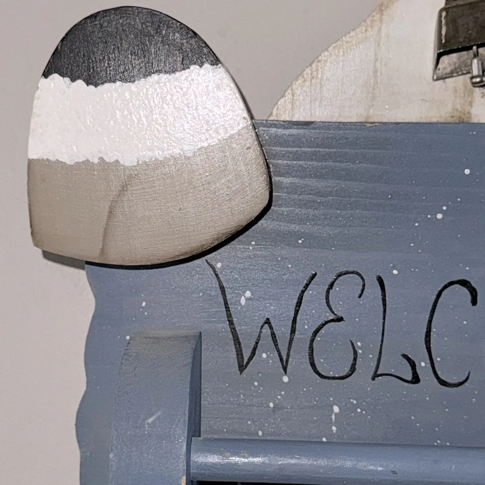 Vintage Cottage Cow Welcome Sign Towel Rack Handcrafted Tole Painting Art